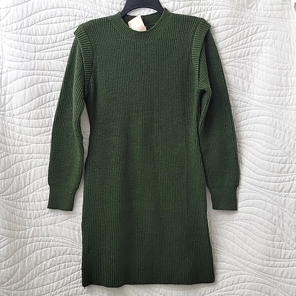 Women's Ribbed Knit Turtleneck Bodycon Stretch Long Sleeve Tube Sweater Dress - Picture 5 of 11